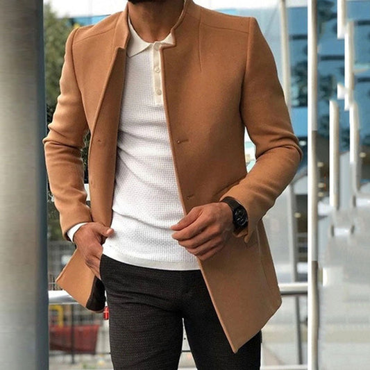 Men'S Slim Coat Fashion Single - Breasted Solid Color Business Jackets Fall and Winter Tops Outwear Clothing - NovaNest