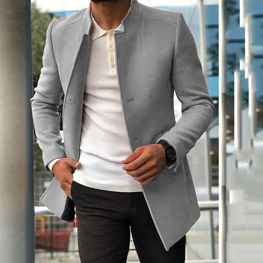 Men'S Slim Coat Fashion Single - Breasted Solid Color Business Jackets Fall and Winter Tops Outwear Clothing - NovaNest