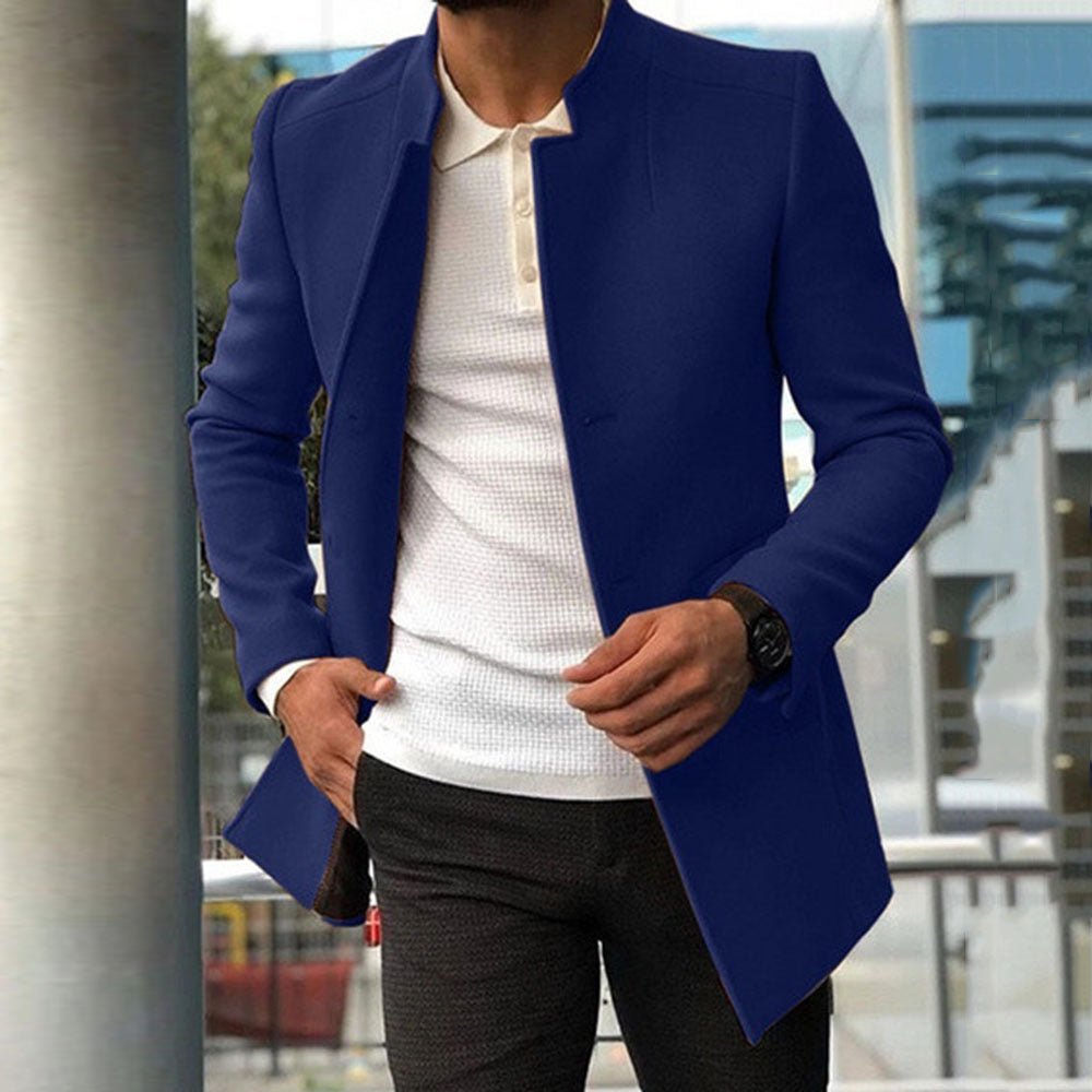 Men'S Slim Coat Fashion Single - Breasted Solid Color Business Jackets Fall and Winter Tops Outwear Clothing - NovaNest