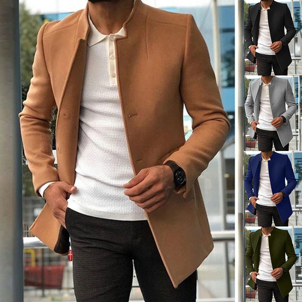 Men'S Slim Coat Fashion Single - Breasted Solid Color Business Jackets Fall and Winter Tops Outwear Clothing - NovaNest