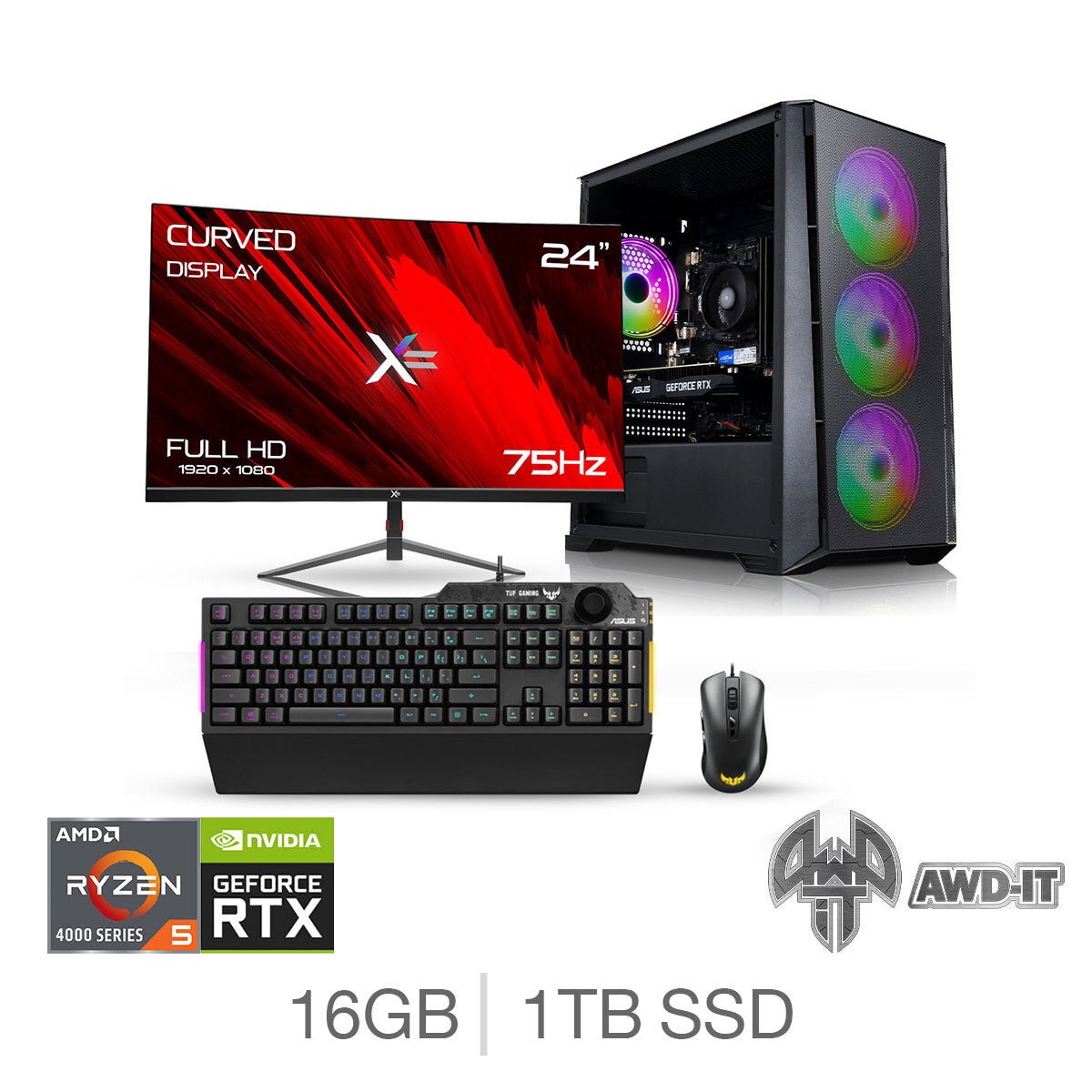 Mesh 5, AMD Ryzen 5, 16GB RAM, 1TB SSD, NVIDIA Geforce RTX 3060, Gaming Desktop PC Bundle - NovaNest