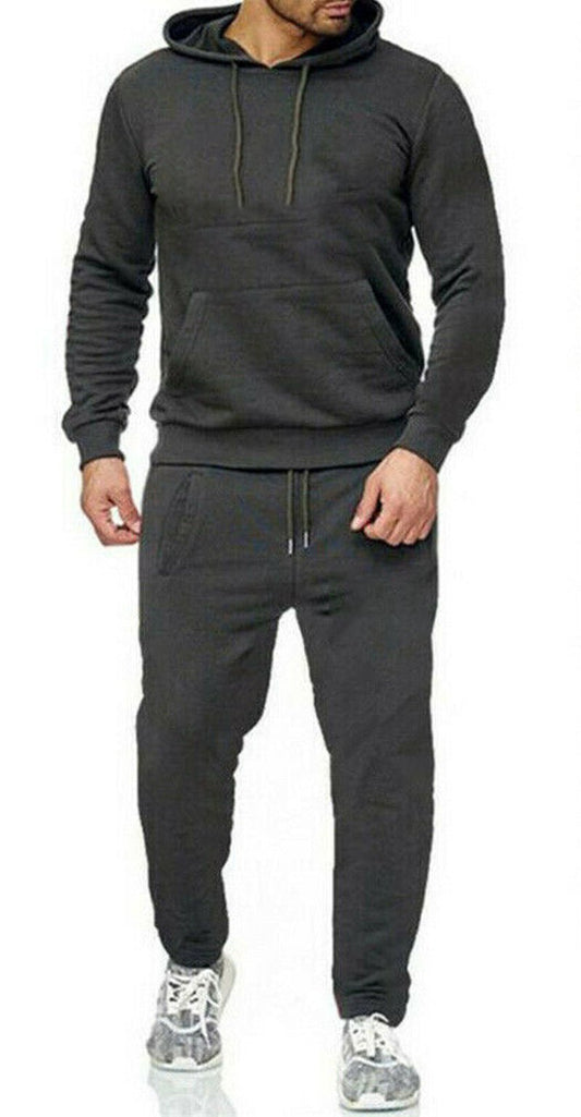 New Mens Pullover Tracksuit Hoodie Jogging Bottoms Set Stretch Sweater Jogger - NovaNest