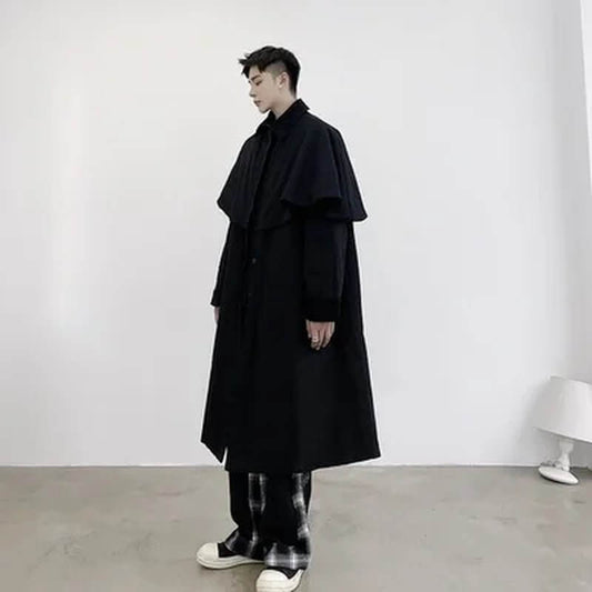 Original Designer Long - Style Trench Coat Personality Cape Fashion Show Fashion Fashion Fashion Coat Man - NovaNest