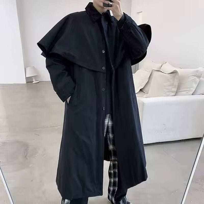 Original Designer Long - Style Trench Coat Personality Cape Fashion Show Fashion Fashion Fashion Coat Man - NovaNest