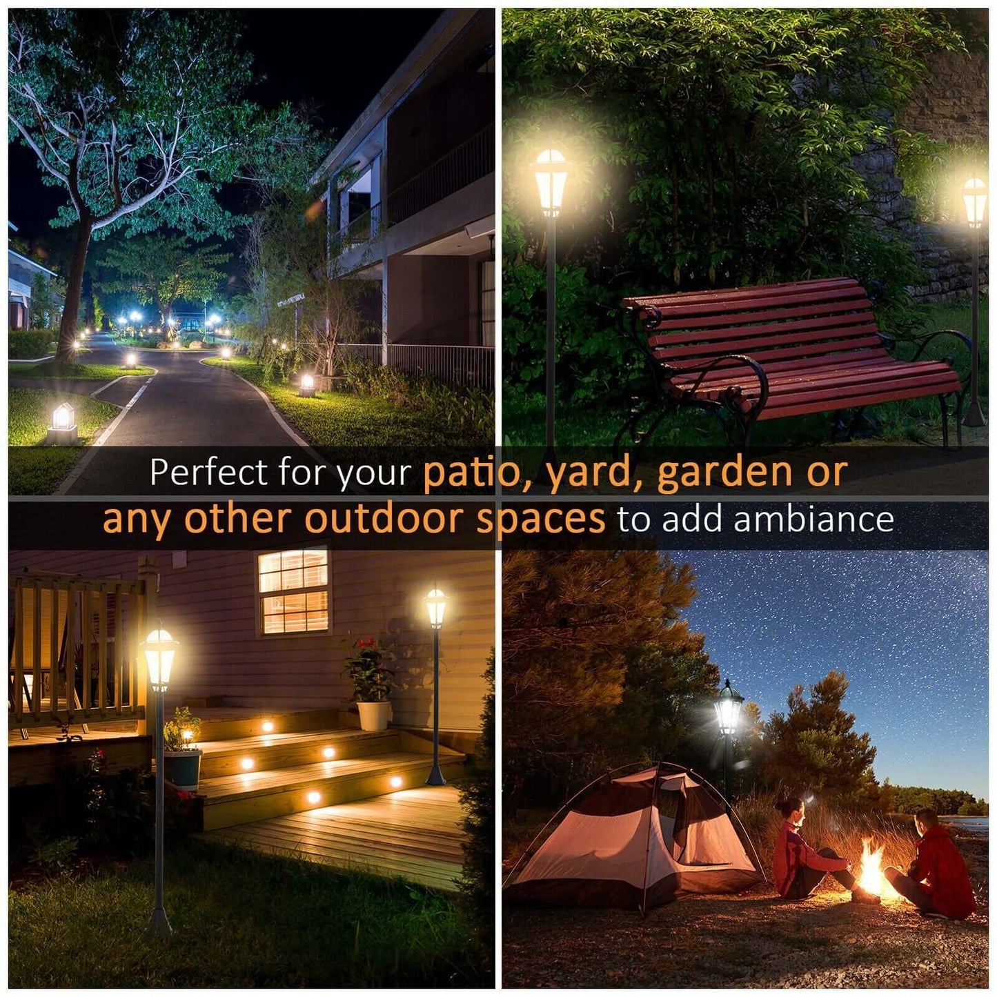 Outsunny 2 PCS LED Garden Lights Lamp Solar Powered Lantern Auto Switch Patio - NovaNest