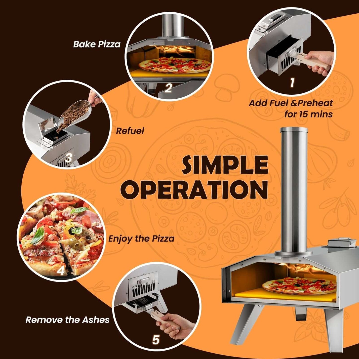 Portable Outdoor Stainless Steel Pizza Oven for Camping Picnic - NovaNest