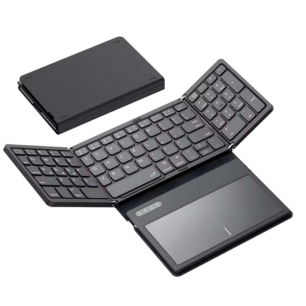 Portable Quadruple Folding Wireless Bluetooth Keyboard with Foldable Touchpad for Windows Android IOS Tablet Ipad Phone - NovaNest