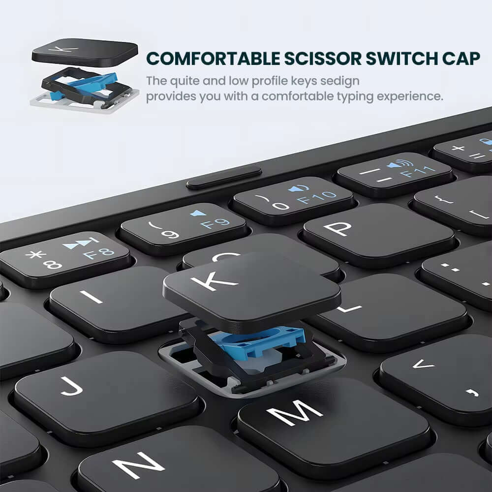 Portable Quadruple Folding Wireless Bluetooth Keyboard with Foldable Touchpad for Windows Android IOS Tablet Ipad Phone - NovaNest