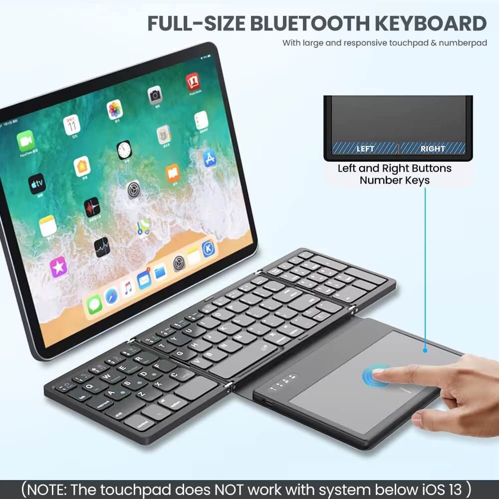 Portable Quadruple Folding Wireless Bluetooth Keyboard with Foldable Touchpad for Windows Android IOS Tablet Ipad Phone - NovaNest