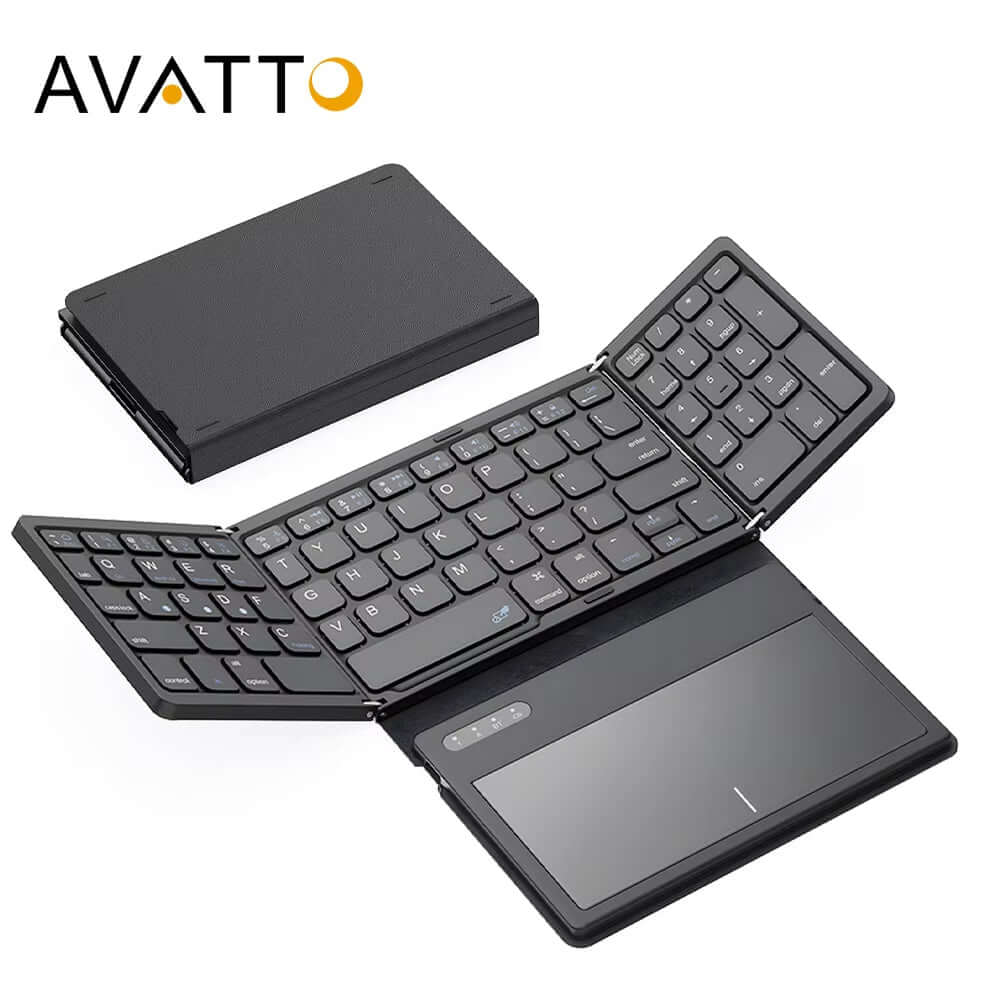 Portable Quadruple Folding Wireless Bluetooth Keyboard with Foldable Touchpad for Windows Android IOS Tablet Ipad Phone - NovaNest