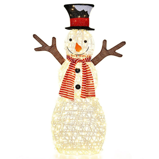 Pre - Lit Lighted Standing Snowman Christmas Decoration with Ground Stakes - NovaNest