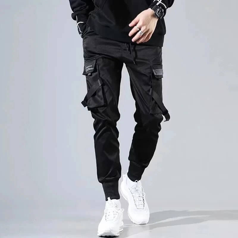 Ribbons Harem Joggers Men Cargo Pants Streetwear 2024 Hip Hop Casual Pockets Track Pants Male Harajuku Fashion Trousers - NovaNest