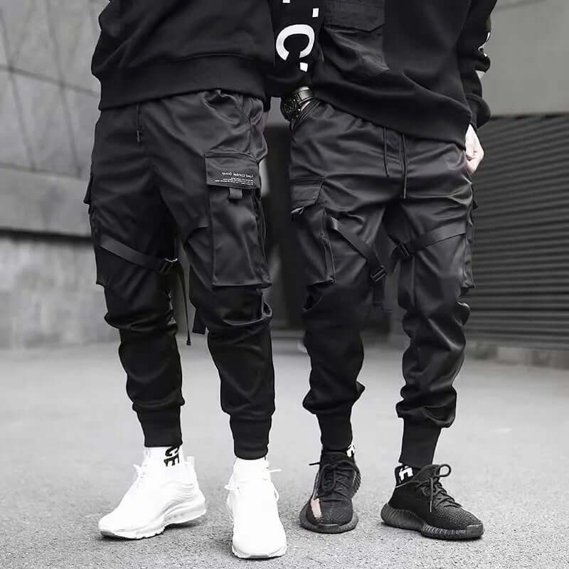 Ribbons Harem Joggers Men Cargo Pants Streetwear 2024 Hip Hop Casual Pockets Track Pants Male Harajuku Fashion Trousers - NovaNest