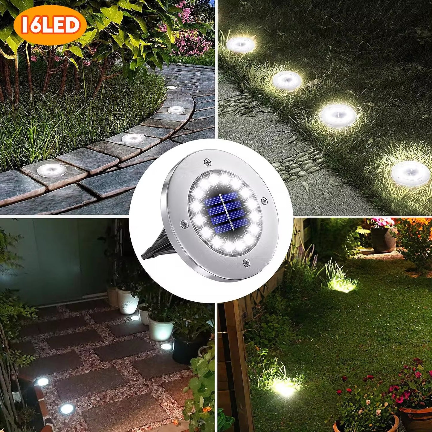 Solar Ground Lights Outdoor Decorations, 12LED Solar Garden Lights Waterproof, Solar Disk Lights for Yard, Pathway, Lawn, Patio - NovaNest