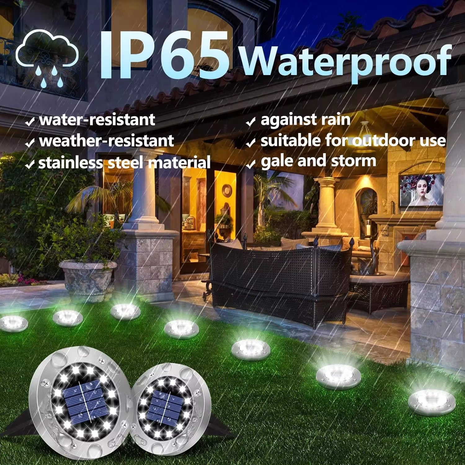 Solar Ground Lights Outdoor Decorations, 12LED Solar Garden Lights Waterproof, Solar Disk Lights for Yard, Pathway, Lawn, Patio - NovaNest