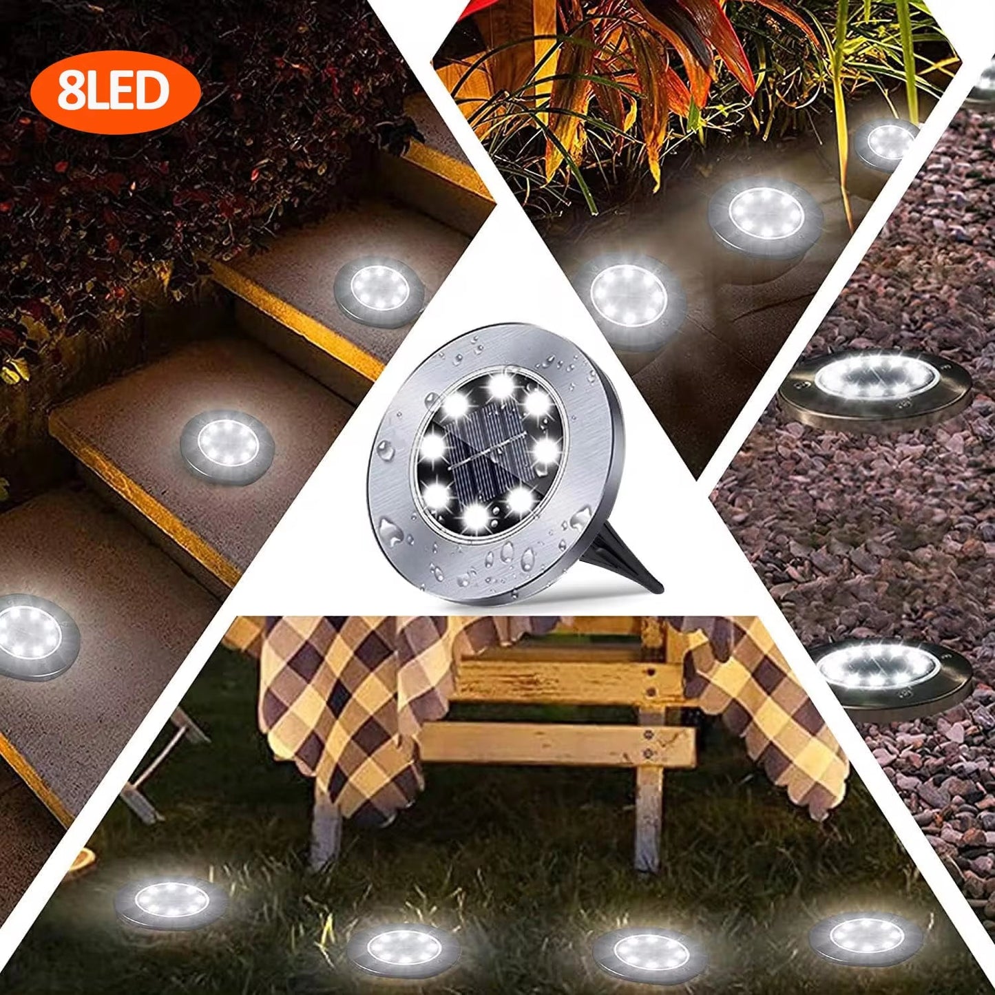 Solar Ground Lights Outdoor Decorations, 12LED Solar Garden Lights Waterproof, Solar Disk Lights for Yard, Pathway, Lawn, Patio - NovaNest