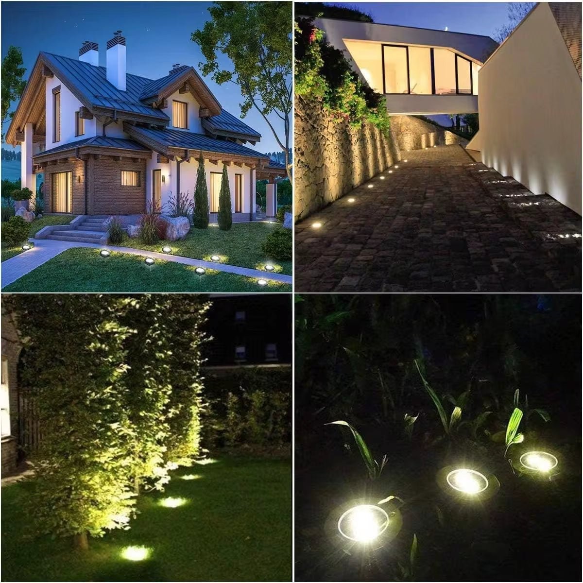 Solar Ground Lights Outdoor Decorations, 12LED Solar Garden Lights Waterproof, Solar Disk Lights for Yard, Pathway, Lawn, Patio - NovaNest