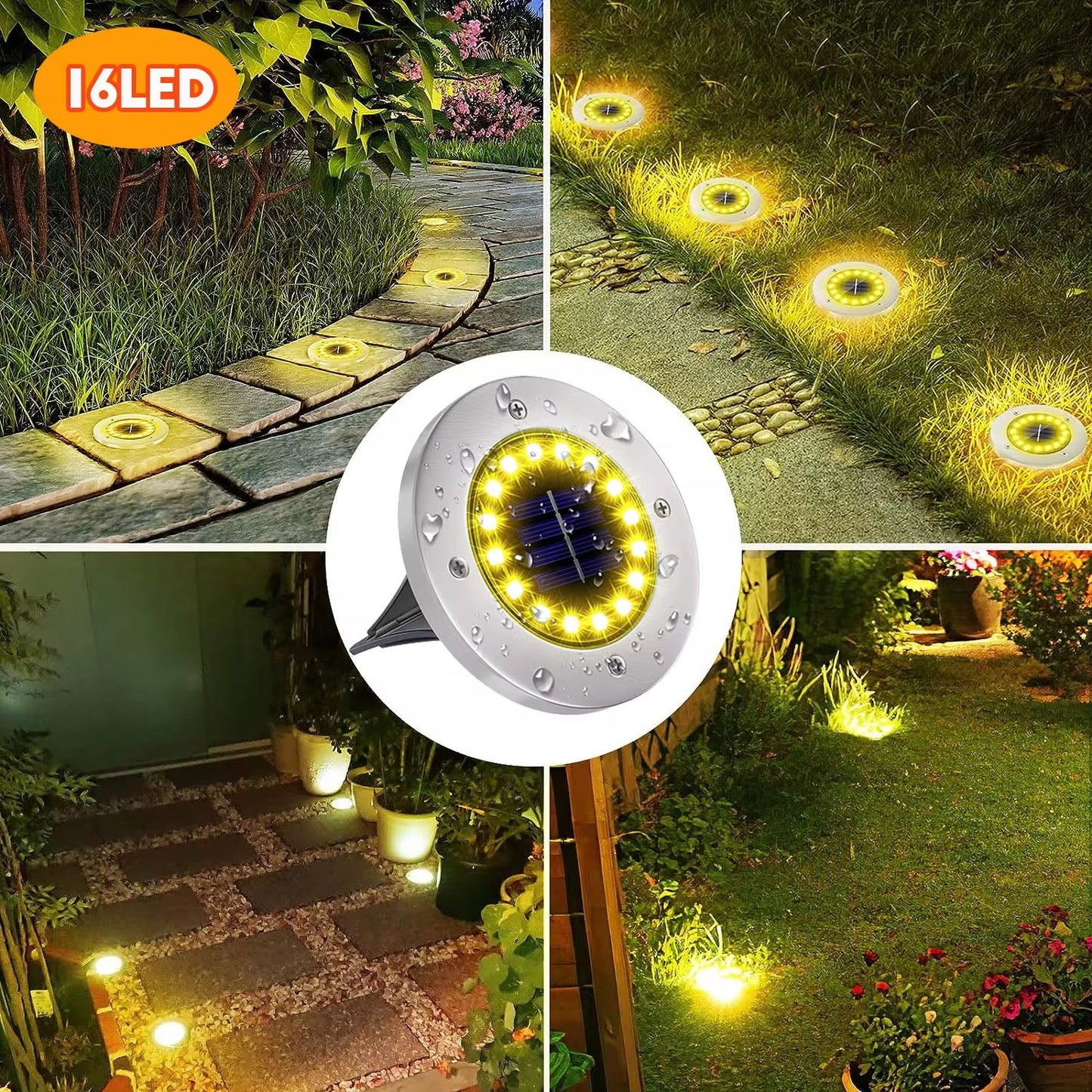 Solar Ground Lights Outdoor Decorations, 12LED Solar Garden Lights Waterproof, Solar Disk Lights for Yard, Pathway, Lawn, Patio - NovaNest