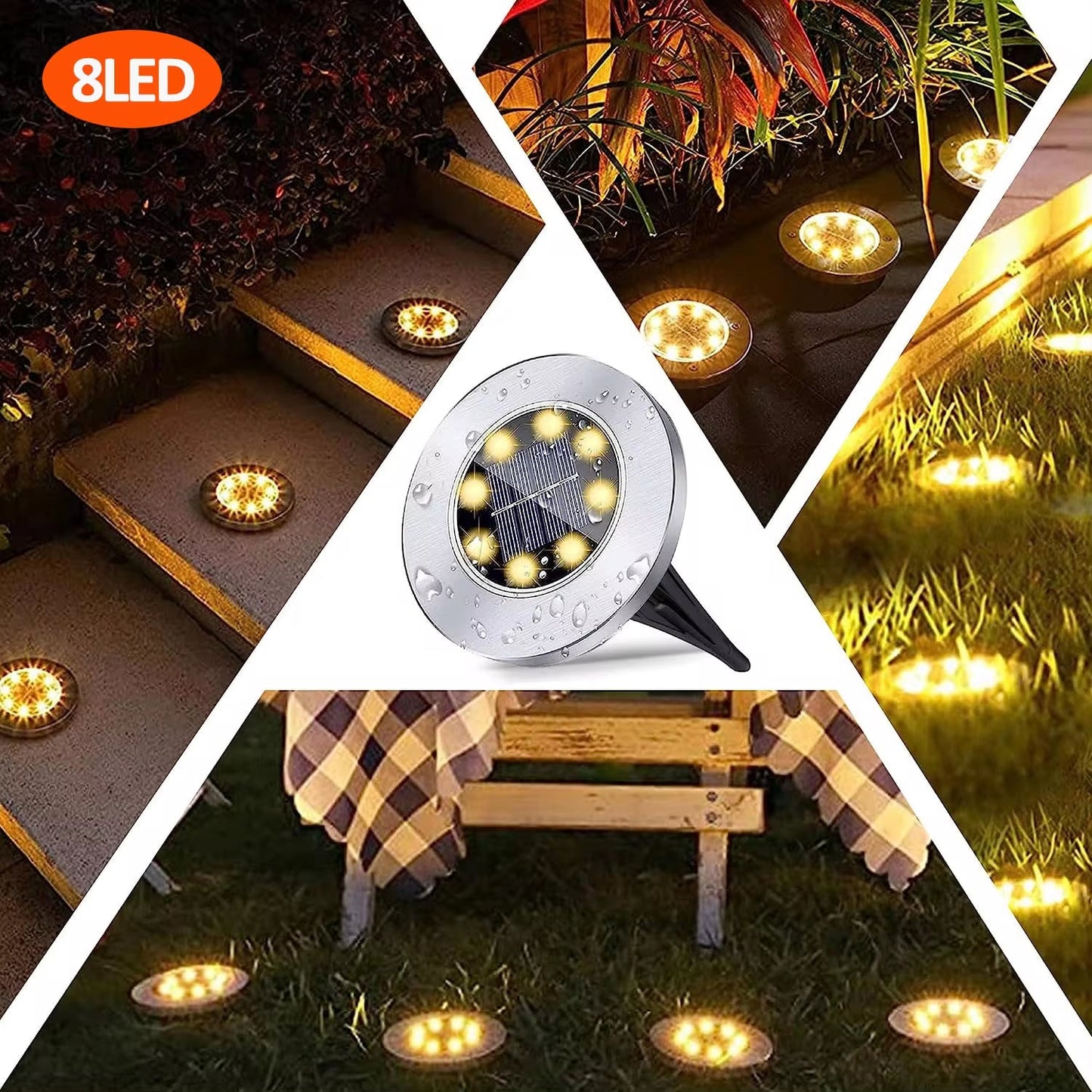 Solar Ground Lights Outdoor Decorations, 12LED Solar Garden Lights Waterproof, Solar Disk Lights for Yard, Pathway, Lawn, Patio - NovaNest