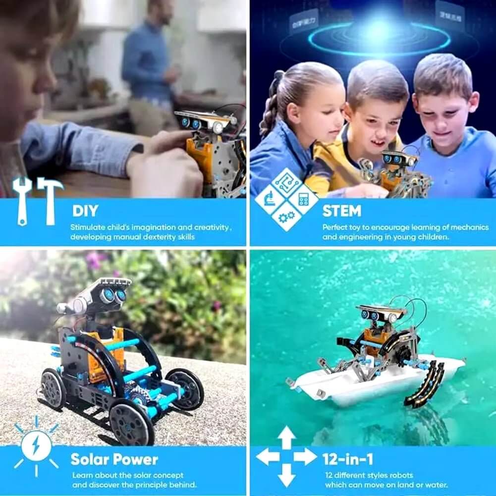 STEM 13 in 1 Solar Powered Robot Science Kit Building Blocks Gift for Kids Electronic DIY Creative Educational Assembly Toys - NovaNest