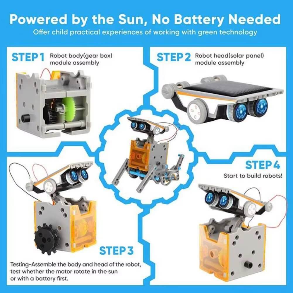 STEM 13 in 1 Solar Powered Robot Science Kit Building Blocks Gift for Kids Electronic DIY Creative Educational Assembly Toys - NovaNest