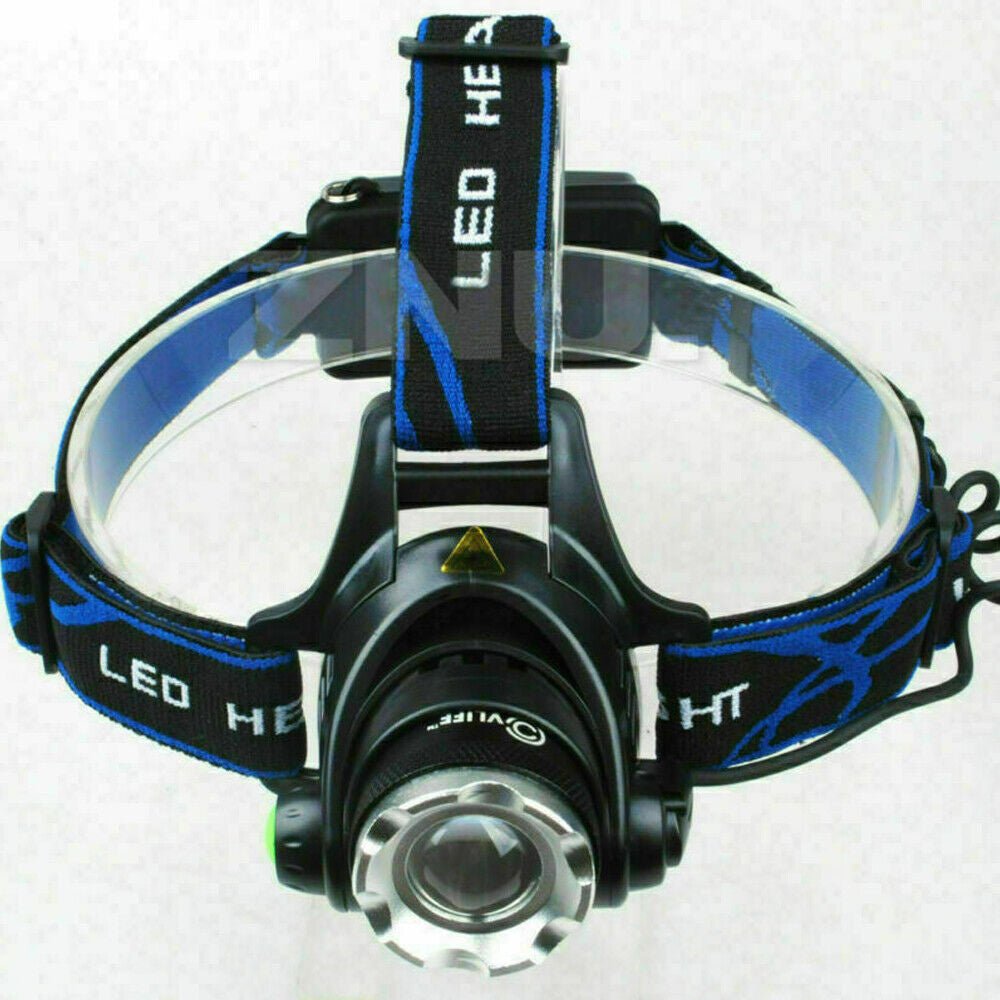 T6 Headlamp Rechargeable 350000LM LED Zoom Headlight Head Torch USB Line New UK - NovaNest