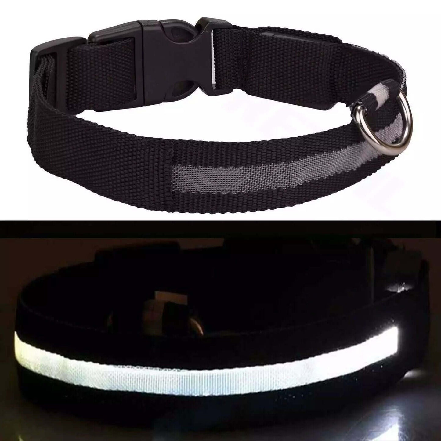 USB Rechargeable LED Pet Dog Collar Flashing Luminous Safety Light up Nylon UK - NovaNest