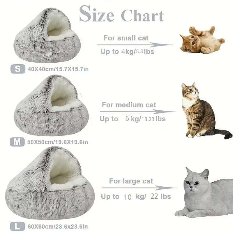 Winter Plush Pet Cat Bed round Cat Cushion Cat House 2 in 1 Warm Cats Basket Pet Sleep Bag Kitten Nest Kennel for Small Dog Cats - NovaNest