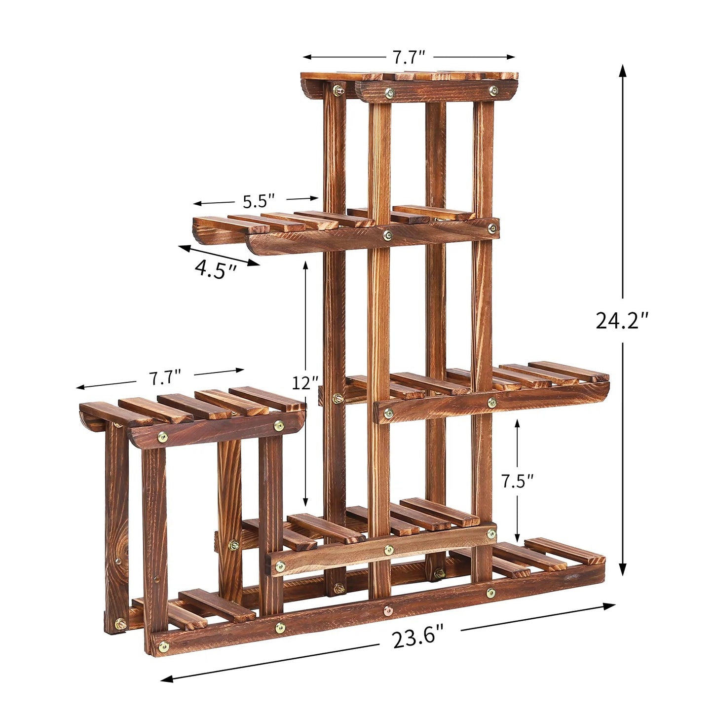 Wood Plant Shelves Indoor Outdoor Plant Pot Stand Holder Corner Plant Display Shelving Unit for Balcony Garden Patio Living Room - NovaNest