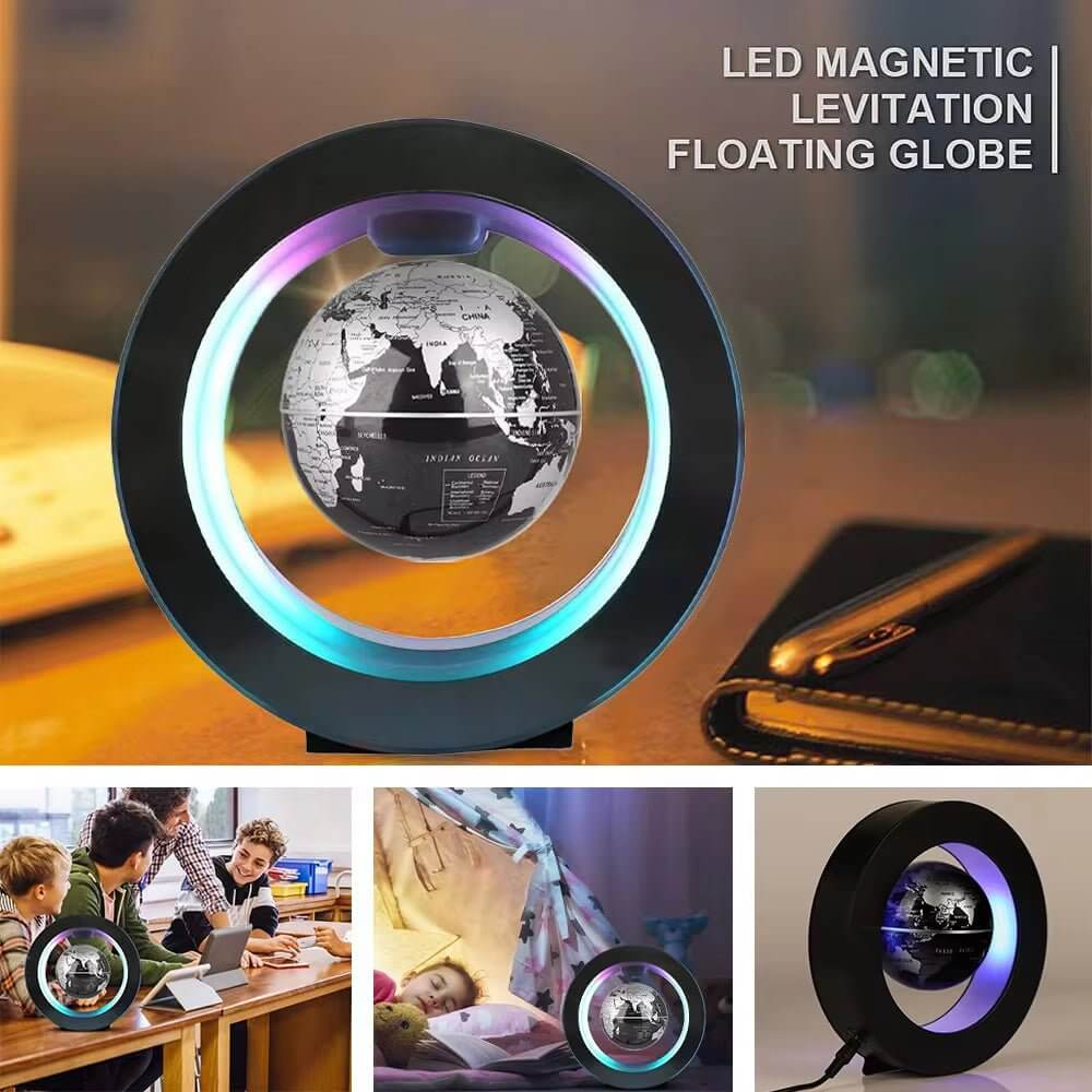 World Map Magnetic Levitation Globe LED Rotating Earth Floating Levitating Lamp O/C Shape Bedside Lights Novelty Birthday Gift - NovaNest