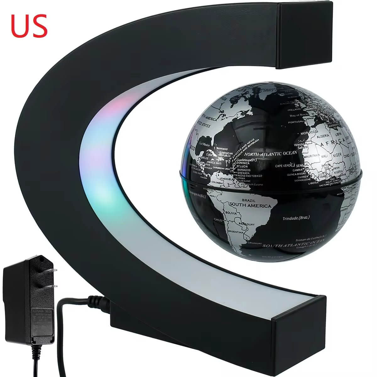 World Map Magnetic Levitation Globe LED Rotating Earth Floating Levitating Lamp O/C Shape Bedside Lights Novelty Birthday Gift - NovaNest