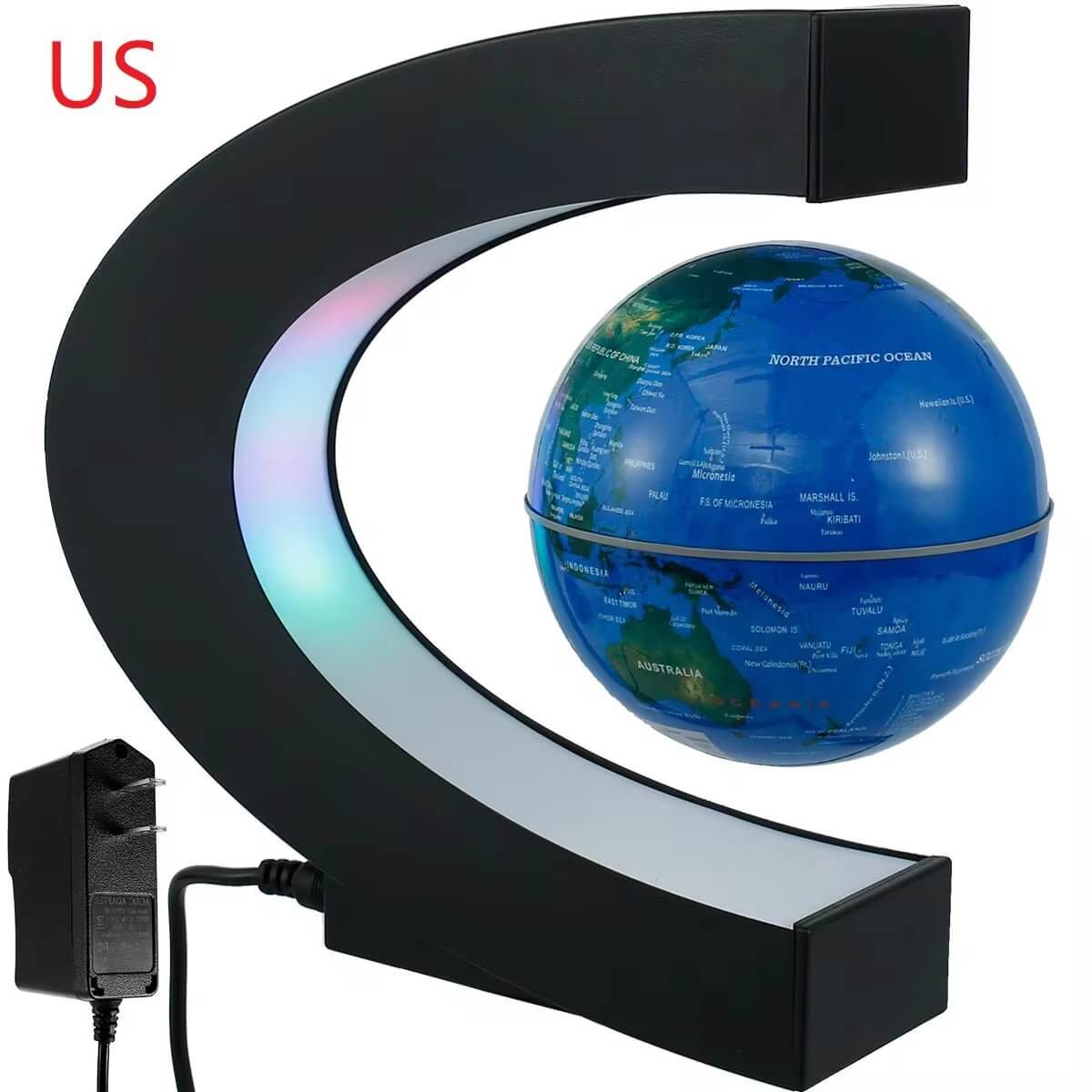 World Map Magnetic Levitation Globe LED Rotating Earth Floating Levitating Lamp O/C Shape Bedside Lights Novelty Birthday Gift - NovaNest